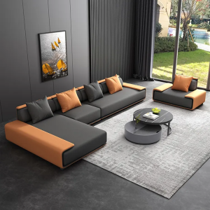 2024 popular new furniture Modern l shaped sofa set furniture sofa living room set leathery cloth de