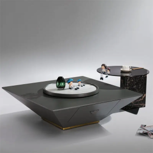 Minimalist living room furniture marble tea table modern tempered glass coffee table set