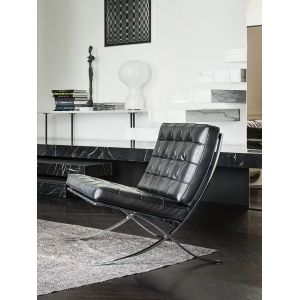 Barcelona Nordic Designer Wooden Leisure Chair Leather Sofa Chair For Living Room