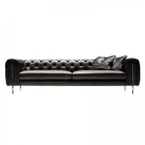 Luxury Modern American Vintage Customized Couch 3 Seater Retro Brown Genuine Leather Chesterfield So