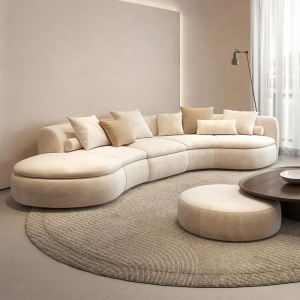 CEO Furniture Cream wind curved fabric sofa living room light luxury modern Italian minimalist speci