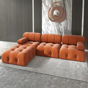 Nordic l shape Sectional sofa With Ottoman Modular Combination Velvet Modular Sofas Long Couch