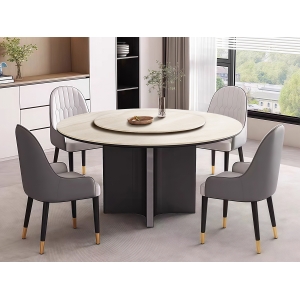 CEO Modern Factory Furniture 8 Piece Table Set White And Gold Rubber Marble Food Furniture For Home 