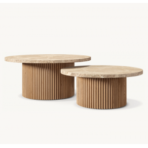 CEO Furniture Factory Modern Luxury Oak and Marble Coffee Table Mulholland Plinth Design for Dining 