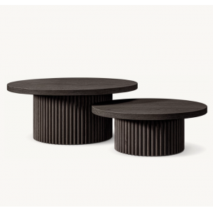 CEO Furniture Factory Modern Classic Luxury Coffee Table Hotel Furniture Black Solid Oak Wood Round 