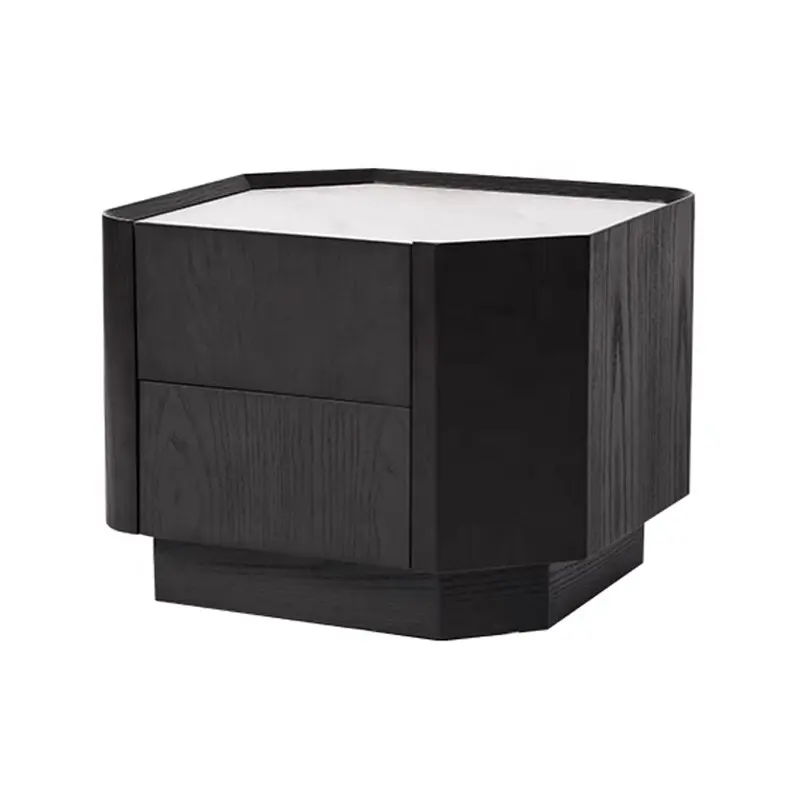 Modern Living Room Smoked Black Side Cabinet Minimalist Bedroom Storage Bedside Table