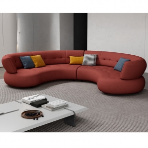 CEO Furniture Factory Roche Castle Modern Cream Fabric Sectional Sofa Set Curved Silent Stainless St