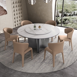 CEO Modern furniture factory round high quality classic dining table stone stainless steel plate bas