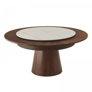 CEO Factory Furniture Slite Rotation Telescopic Variable Size Round Dining Table Retro Walnut Round 