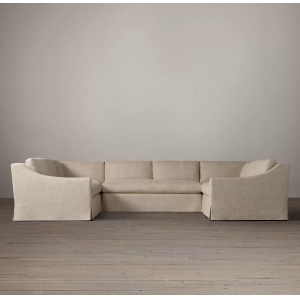 CEO Furniture Factory OEM Luxurious Comfort Belgian Classic Slope Arm Slipcovered Three-Seat Sofa U 